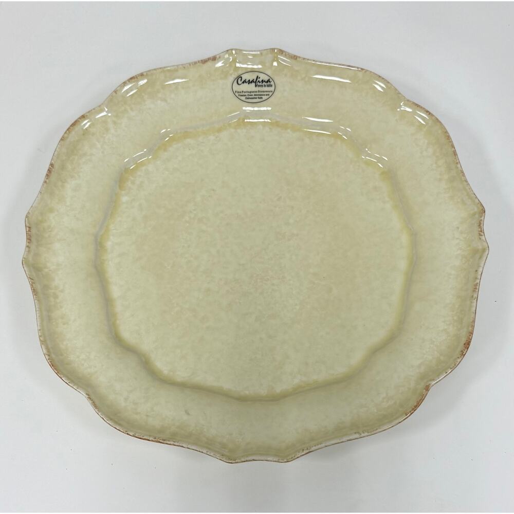 New Casa Stone by Casafina Impressions Butter Cream Dinner Plate. KT134